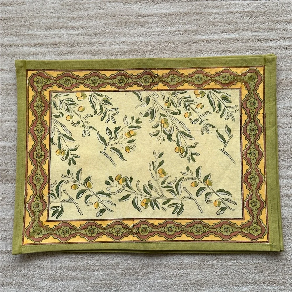 Set of 4 Couleur Nature Olive Tree Placemats Yellow/Green Designed by Bruno Lamy